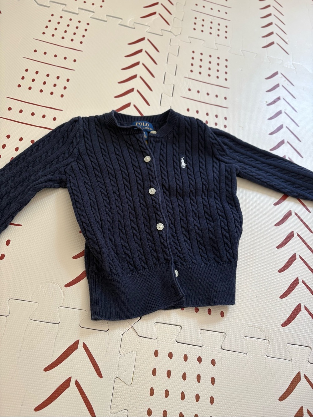 Polo by Ralph Lauren Navy Cable-Knit Button Cardigan Sweater